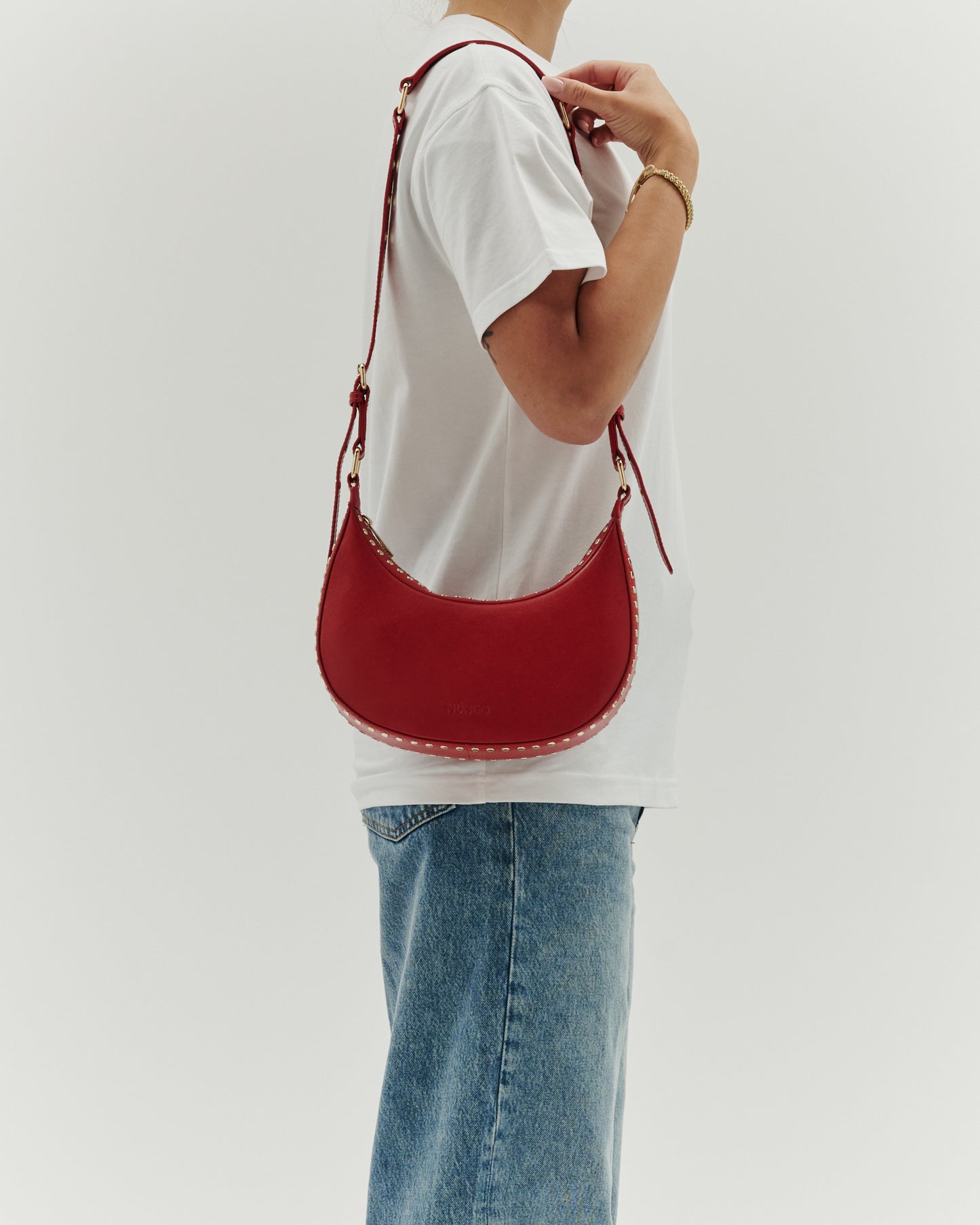 Núnoo Annabel Rivet Florence Bright Red w. Gold Small bag Bright Red