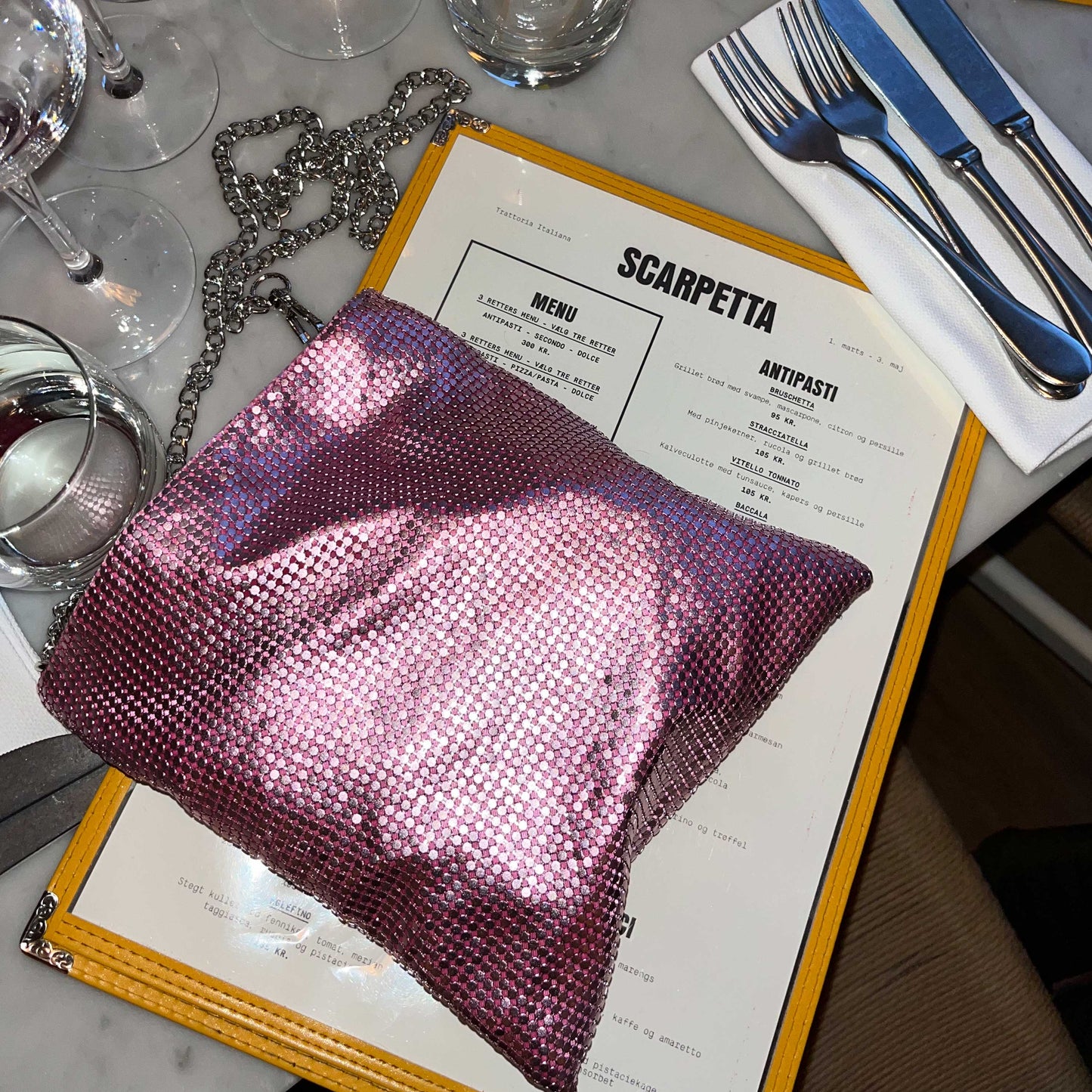 Núnoo Barbara Metal Mesh Pink Evening bags