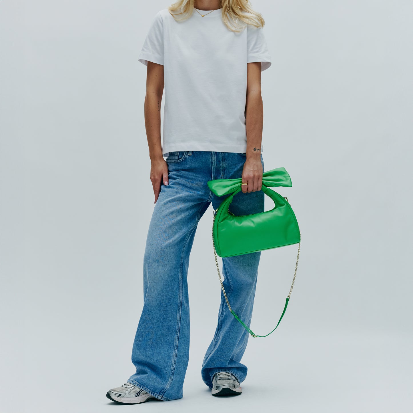 Núnoo Dandy Bow Puffed Sheep Bright Green w. Gold Small bag Bright Green