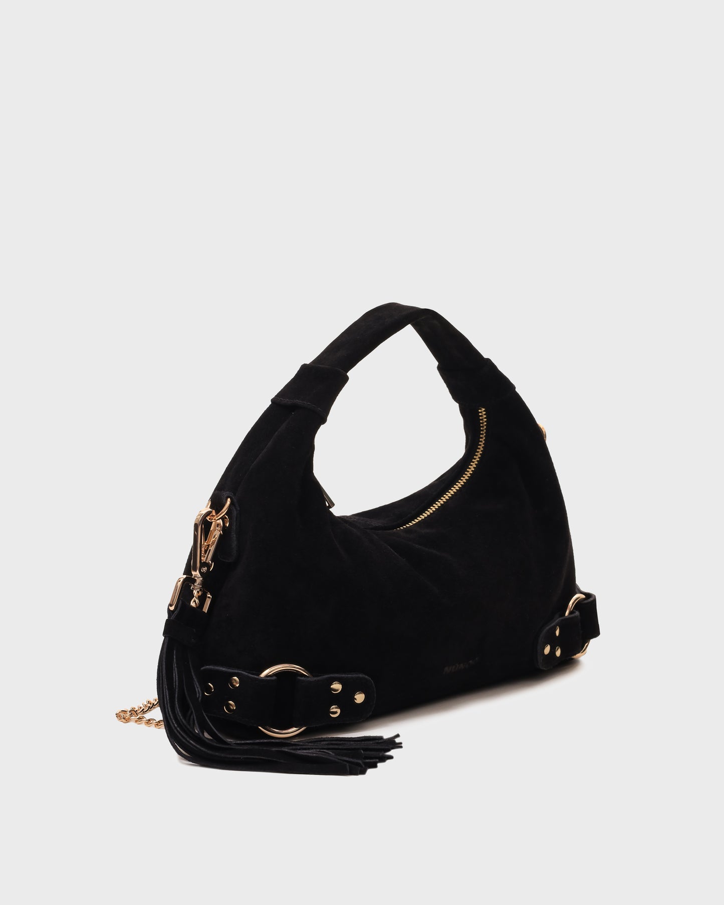 Núnoo Dandy Fringe Suede Black w. Gold Medium Black