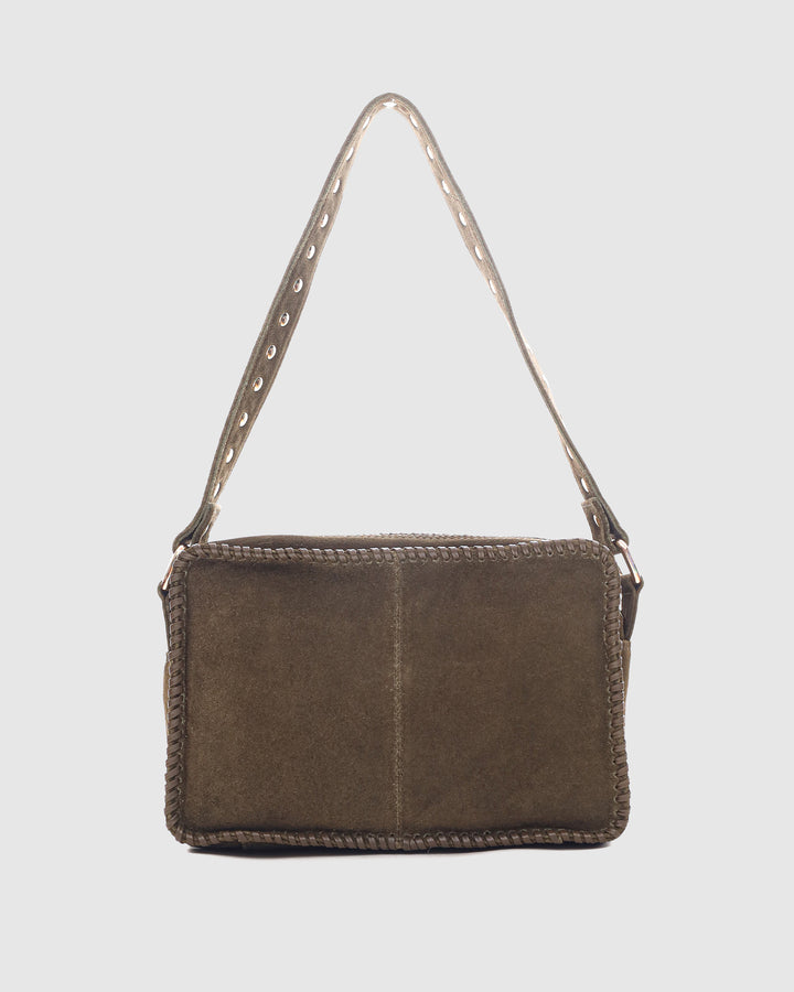 Núnoo Ellie Stitch Suede Dark Olive w. Gold Medium Dark Olive