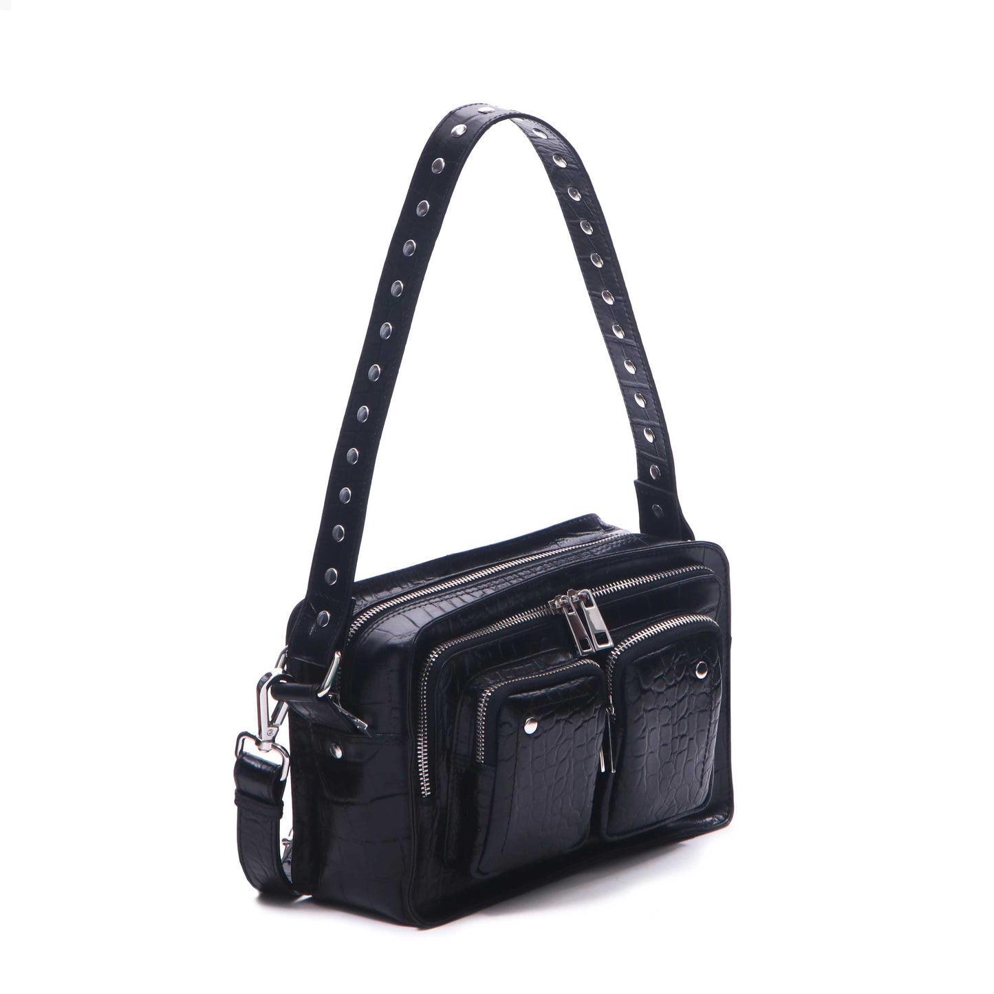 Núnoo Ellie croco deluxe black Shoulder bags Black