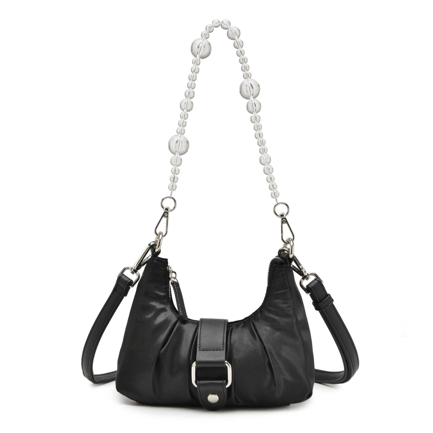 Núnoo Flora Satin Black Shoulder bags Black