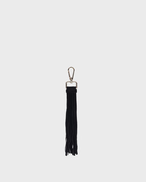 Fringe Key Ring Suede Black w. Gold