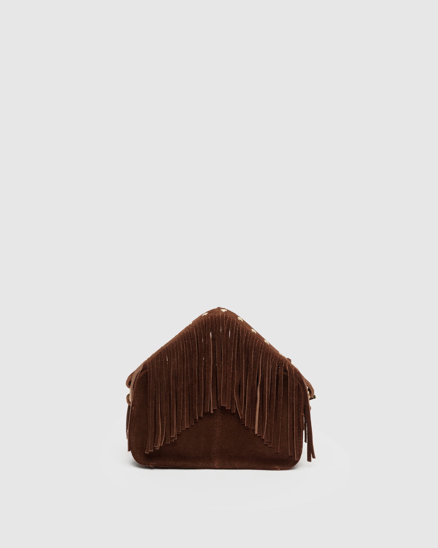Núnoo Helena Fringe Suede Dark Brown w. Gold Small bag Dark brown