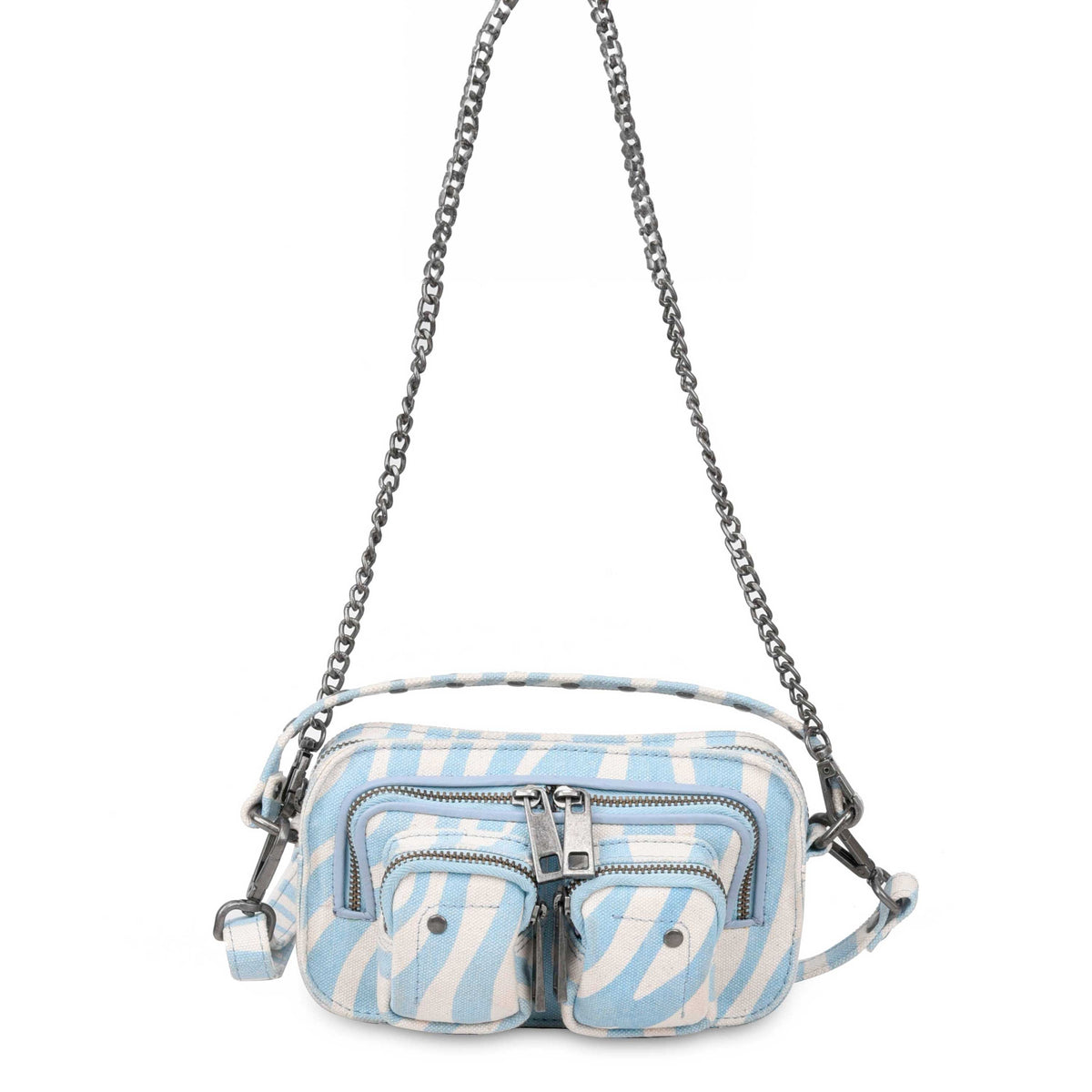 Núnoo Helena Recycled Canvas Zeb Blue w. Antique Silver Small bag