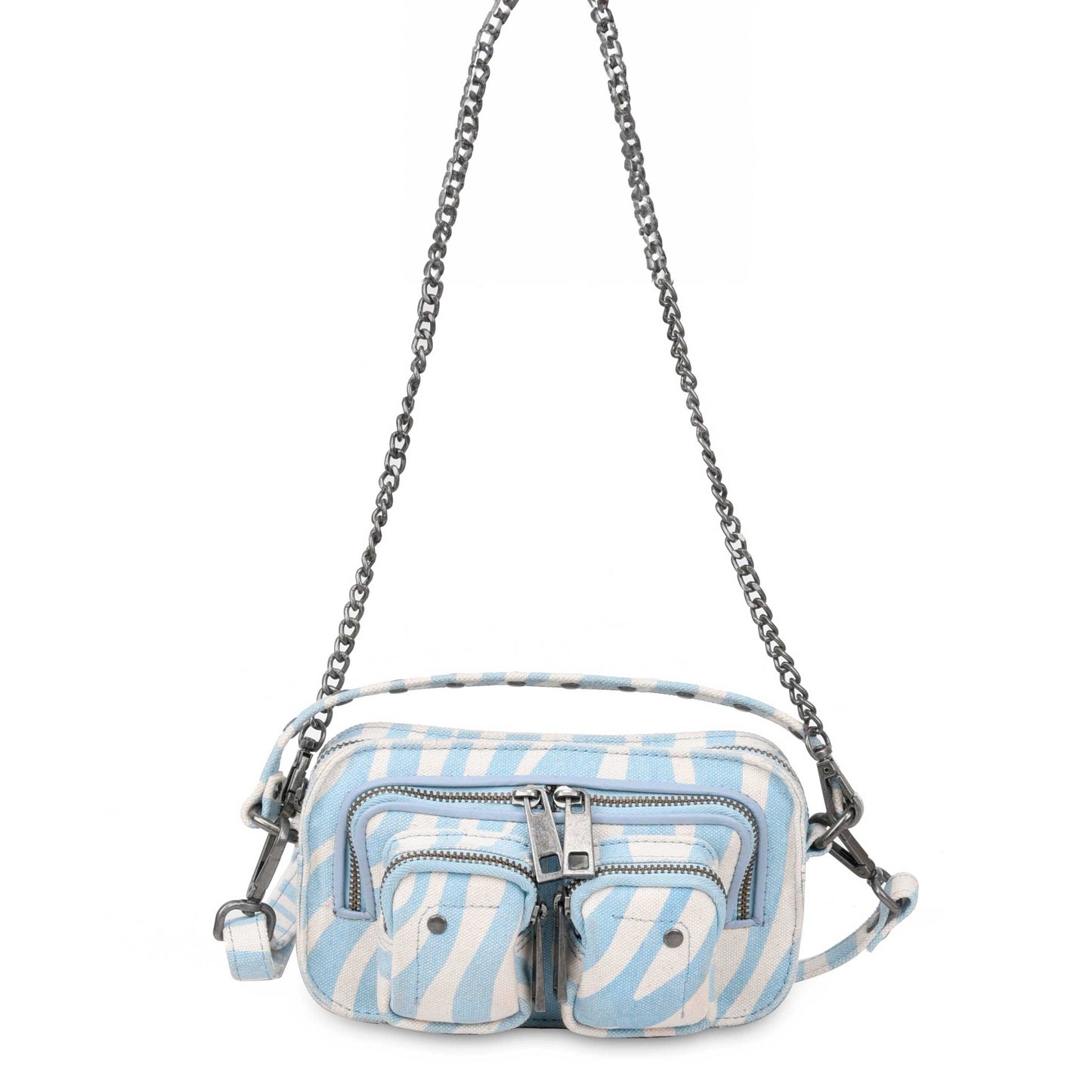 Núnoo Helena Recycled Canvas Zeb Blue w. Antique Silver Small bag