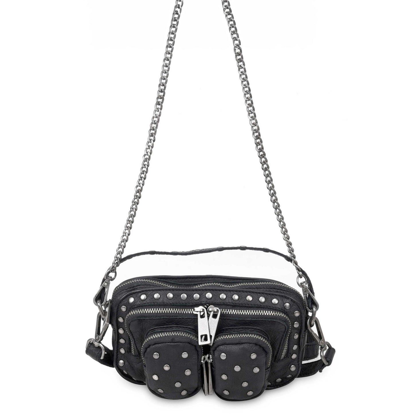 Núnoo Helena Rivet Washed Black w. Antique Silver Small bag Black