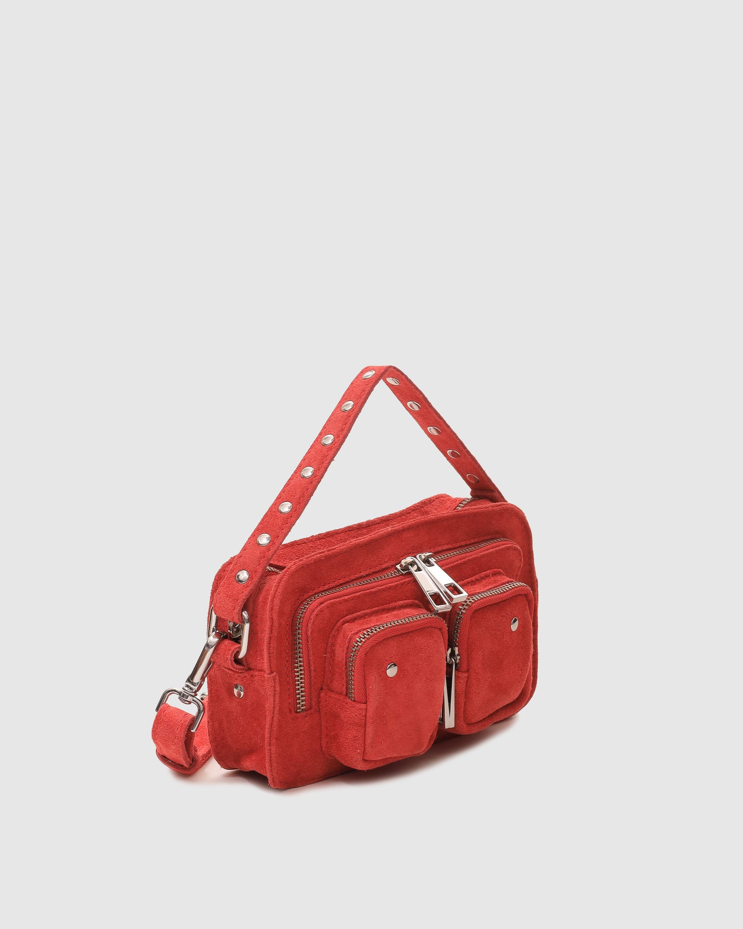 Núnoo Helena Suede Grey Small bag Red