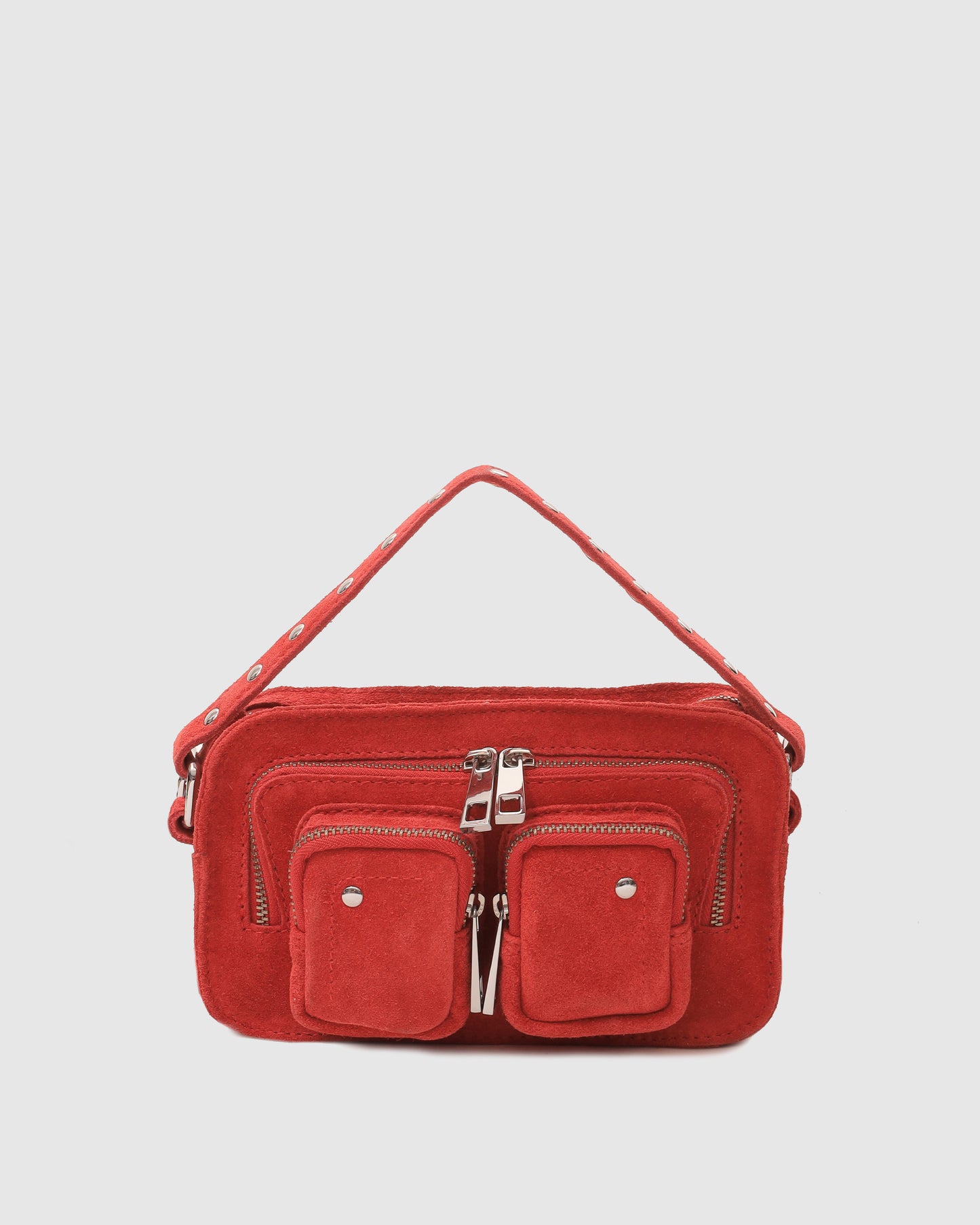 Núnoo Helena Suede Grey Small bag Red
