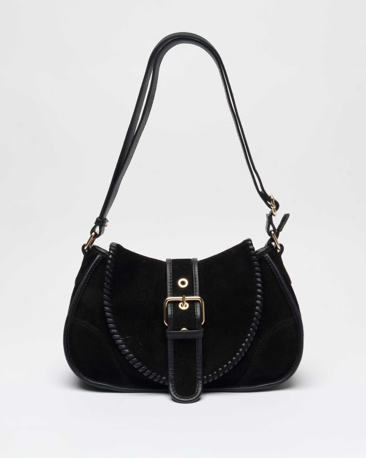 Núnoo Maria Stitch Suede Black w. Gold Medium Black