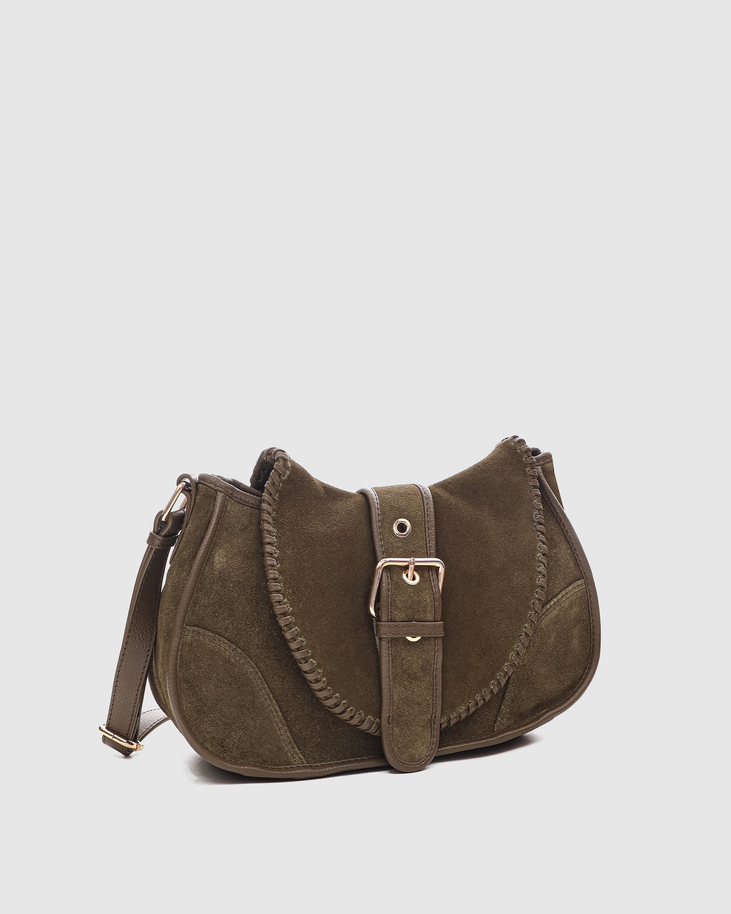 Núnoo Maria Stitch Suede Dark Olive w. Gold Medium Dark Olive
