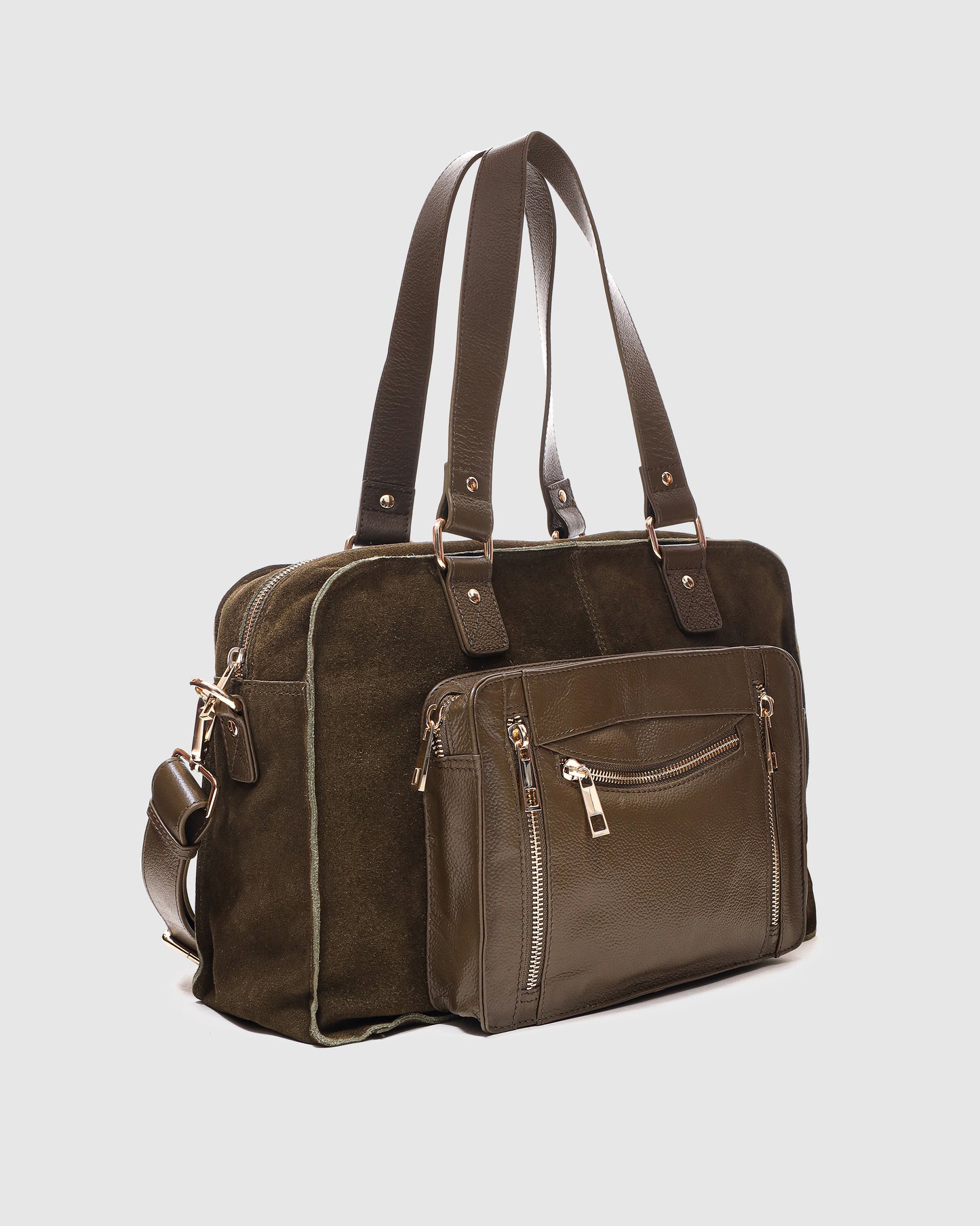Núnoo Mille Suede Dark Olive w. Gold Maxi Dark Olive