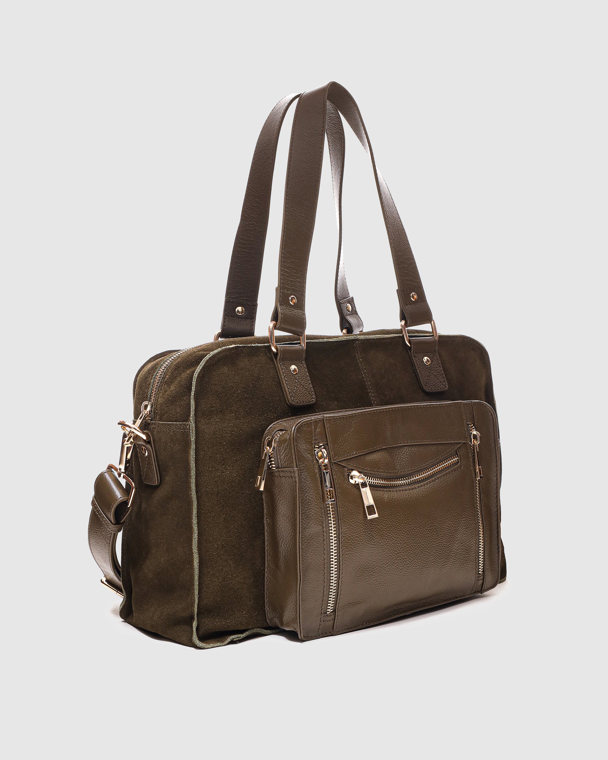 Núnoo Mille Suede Dark Olive w. Gold Maxi Dark Olive