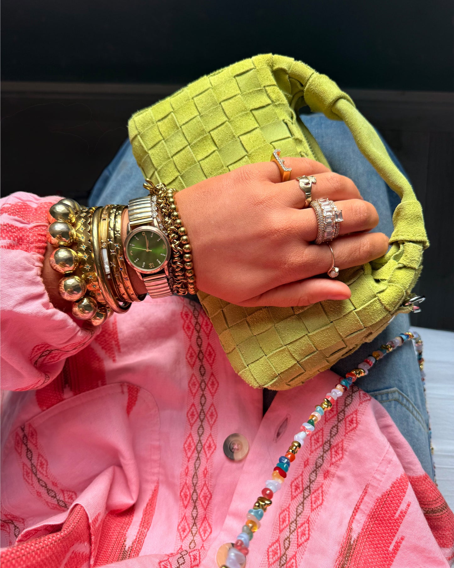 Núnoo Mini Dandy Braided Suede Lime Small bag