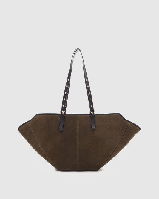 Núnoo Nora Suede Dark Olive w. Gold Maxi Dark Olive