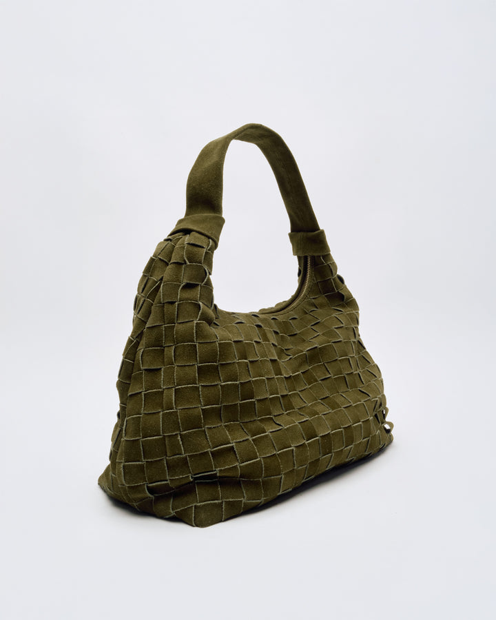 Núnoo Big Dandy Braided Suede Dark Olive w. Gold Large