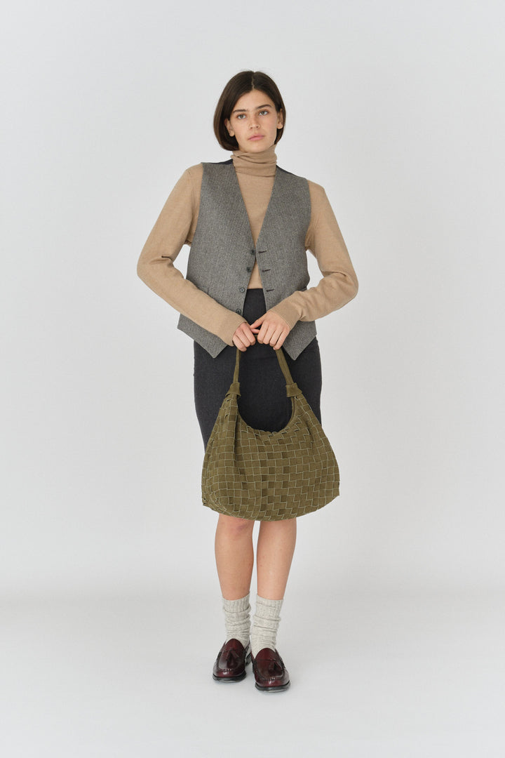 Núnoo Big Dandy Braided Suede Dark Olive w. Gold Large