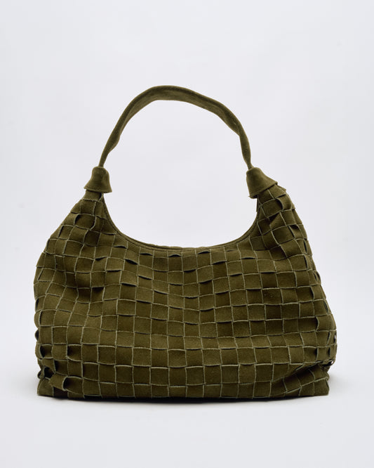 Núnoo Big Dandy Braided Suede Dark Olive w. Gold Large