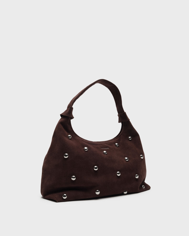 Núnoo Big Dandy Rivet Suede Chocolate Large Chocolate