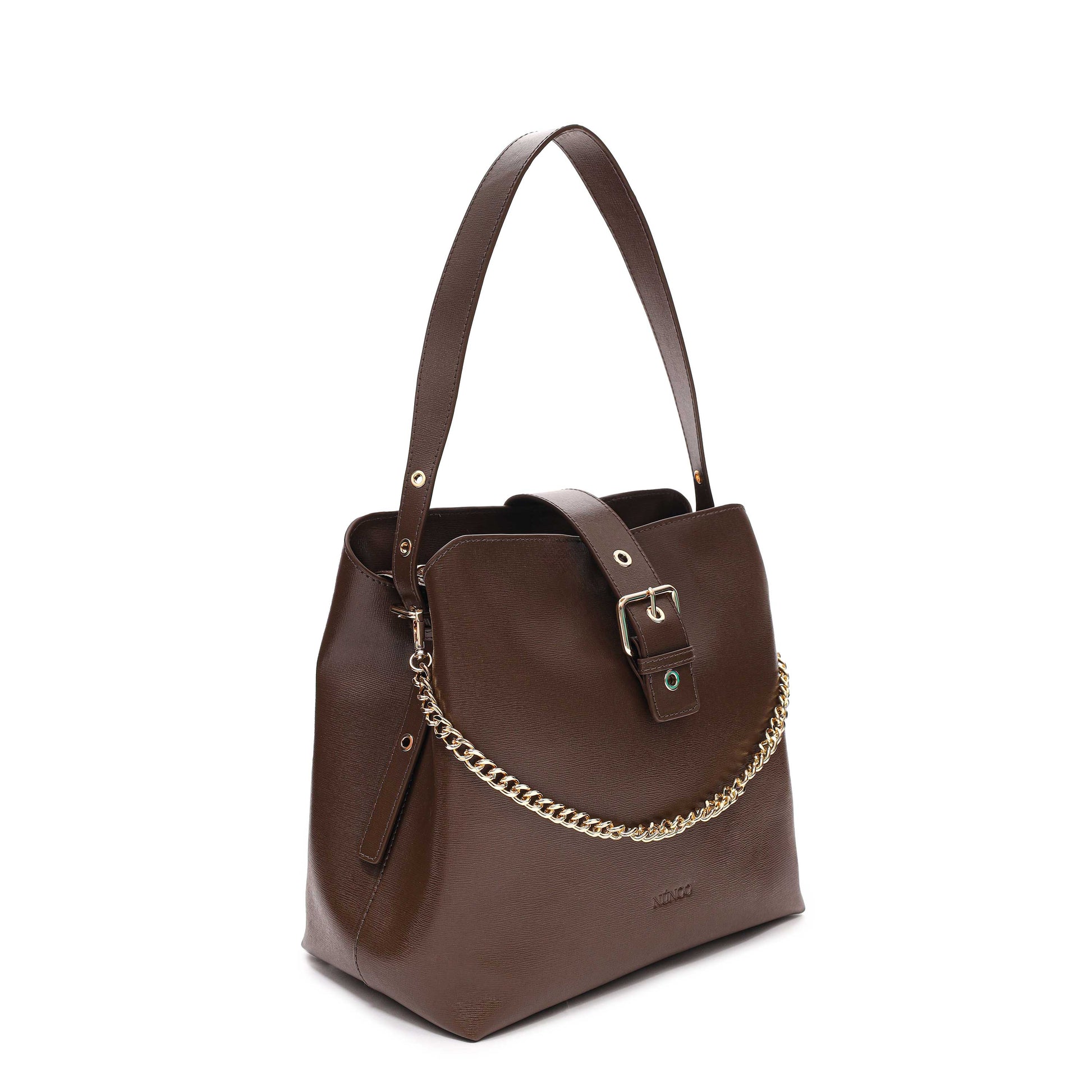 Núnoo Chiara Buckle Florence Dark Brown w. Gold Large Dark brown