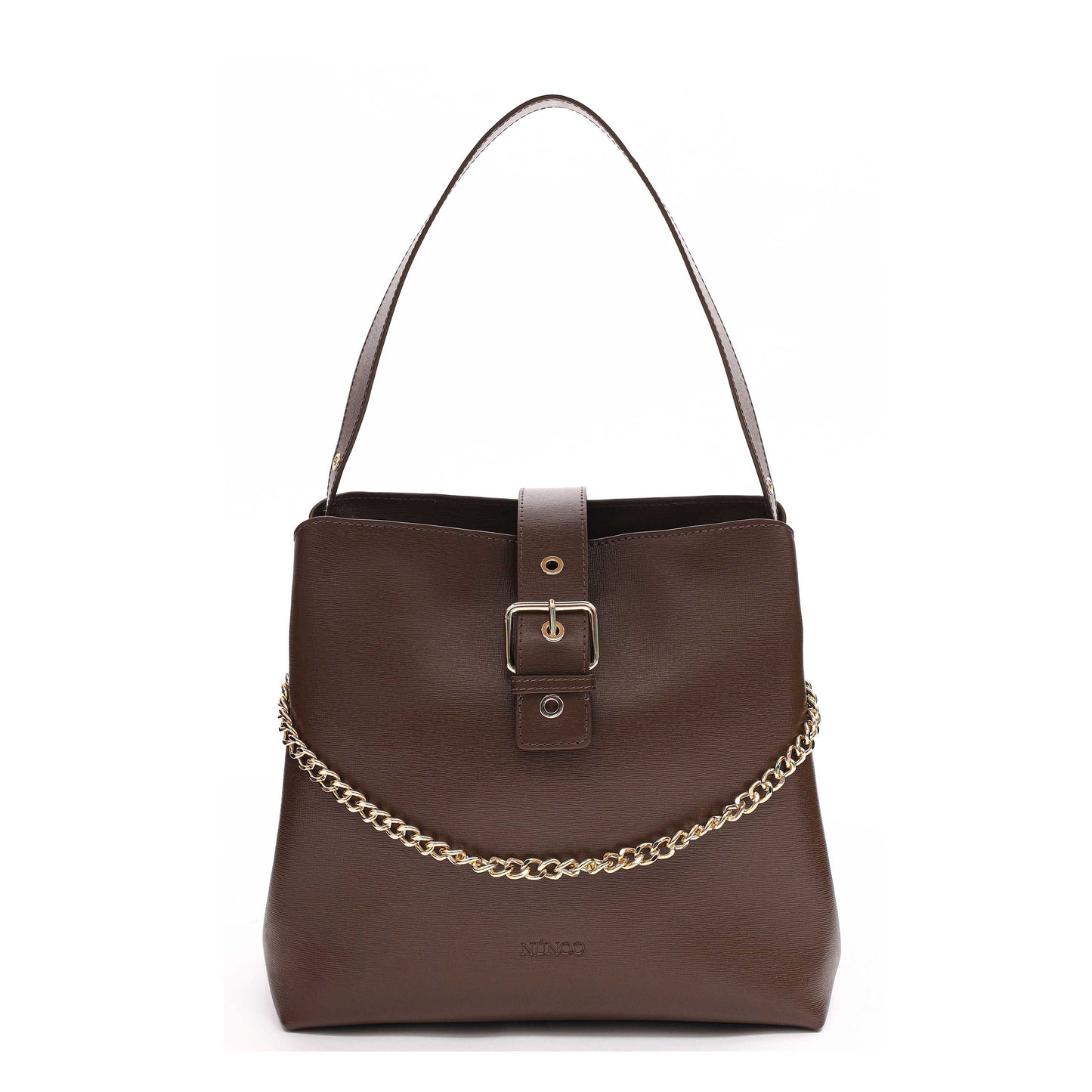 Núnoo Chiara Buckle Florence Dark Brown w. Gold Large Dark brown