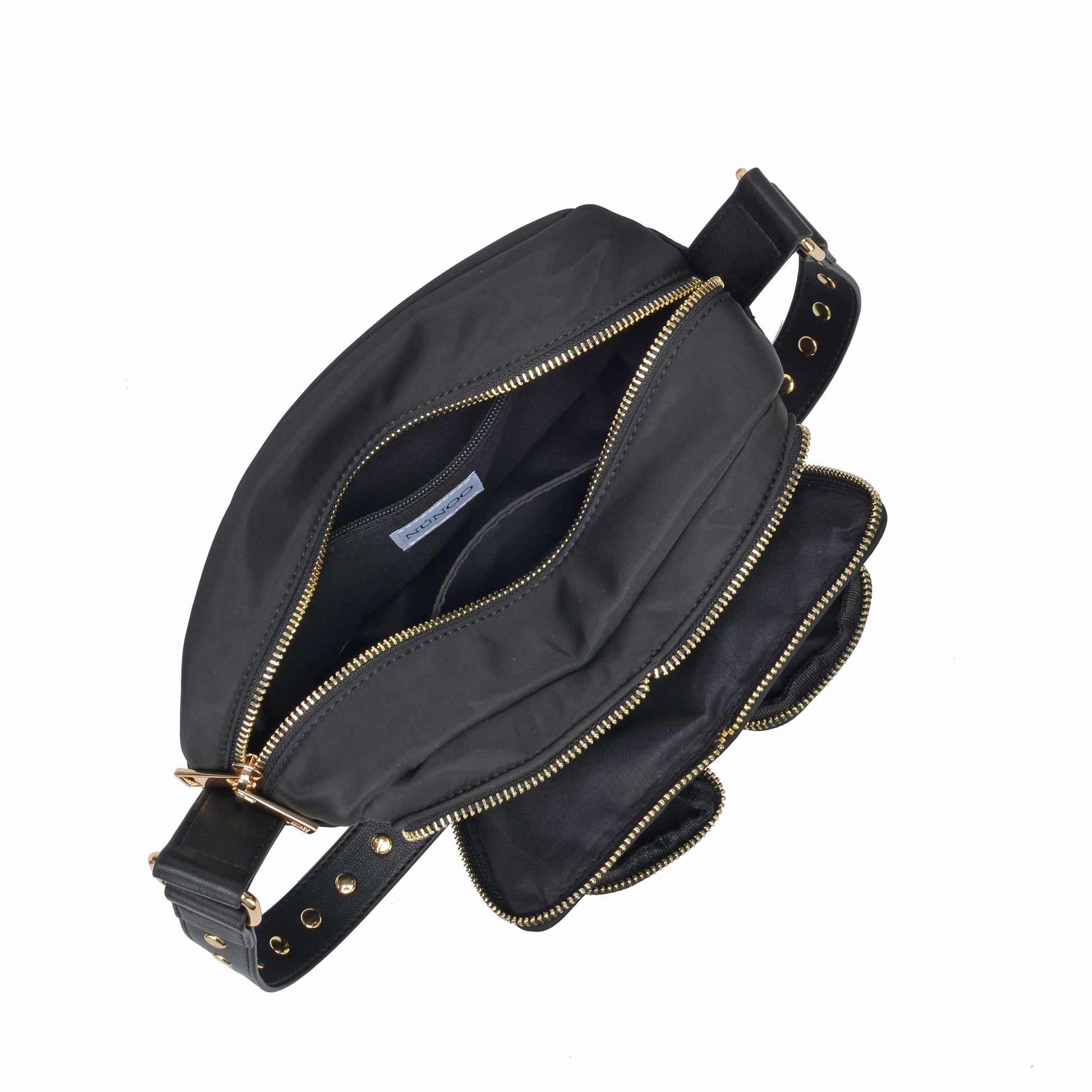 Núnoo Ellie Recycled Nylon Black w. Gold Shoulder bags Black