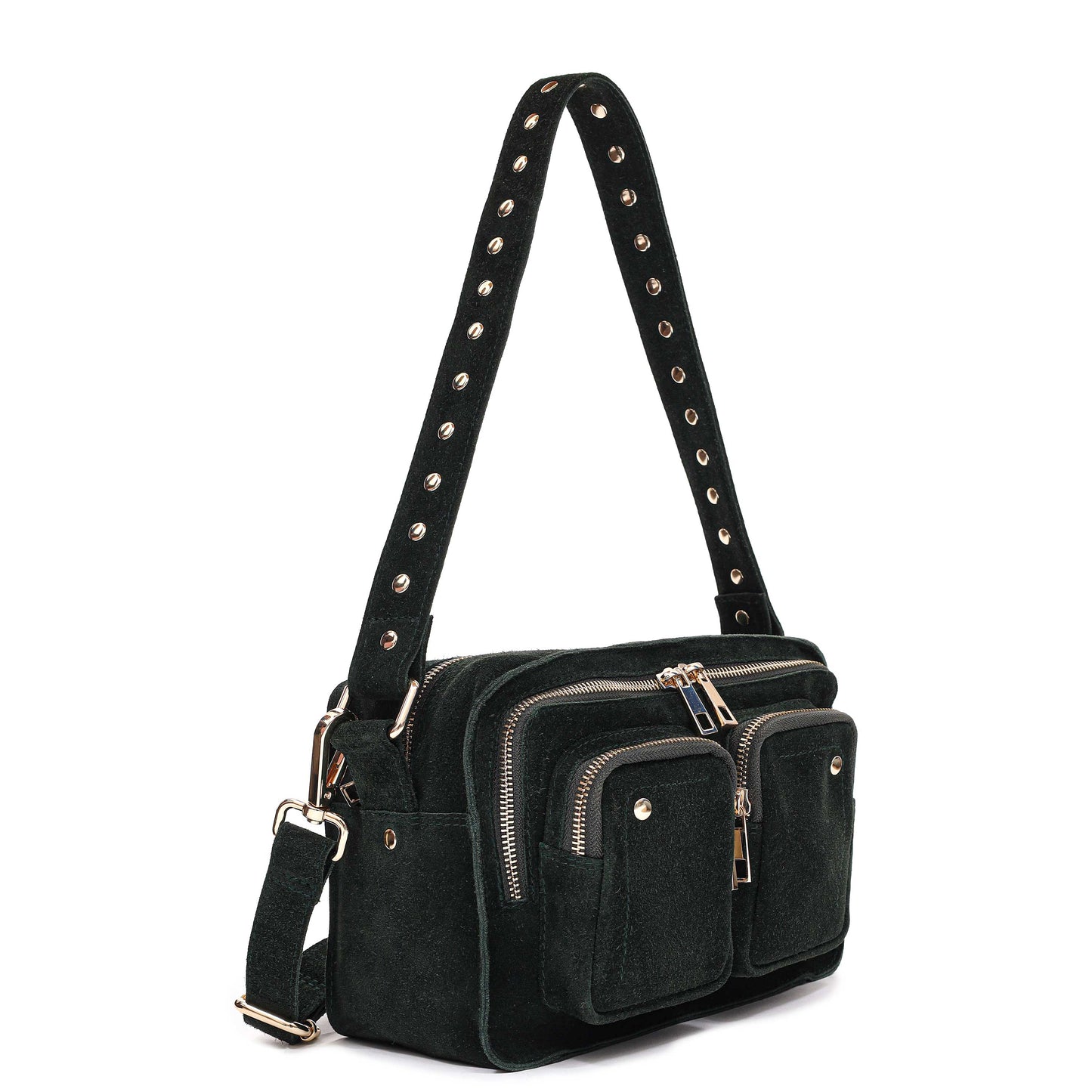 Núnoo Ellie Suede Dark Green w. Gold Medium Dark green