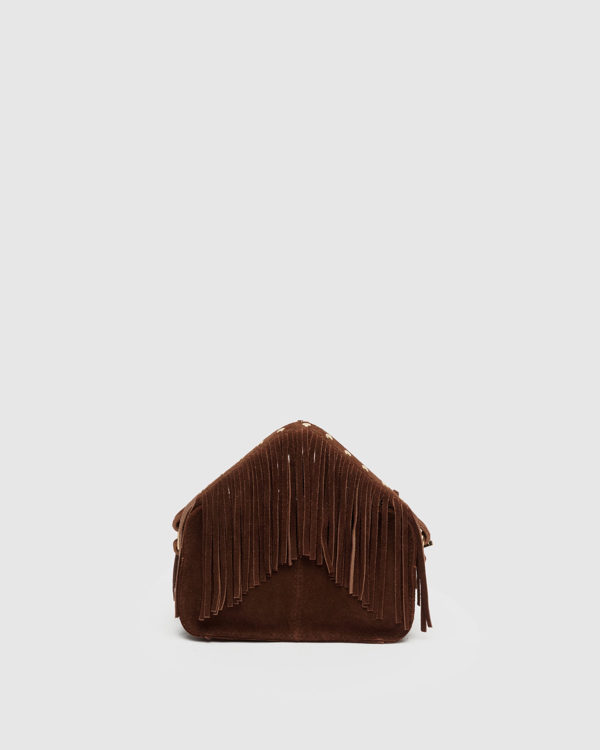 Núnoo Helena Fringe Suede Dark Brown w. Gold Small bag Dark brown