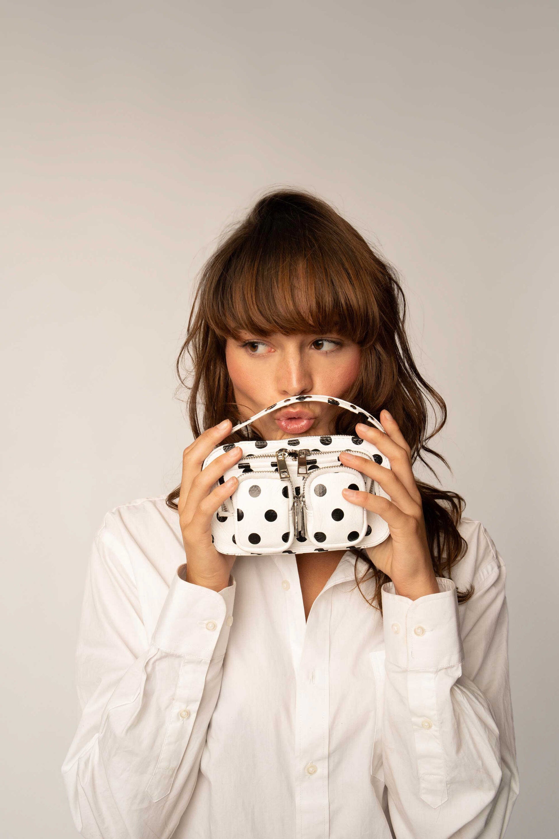 Núnoo Helena Polka White/Black Small bag White/Black