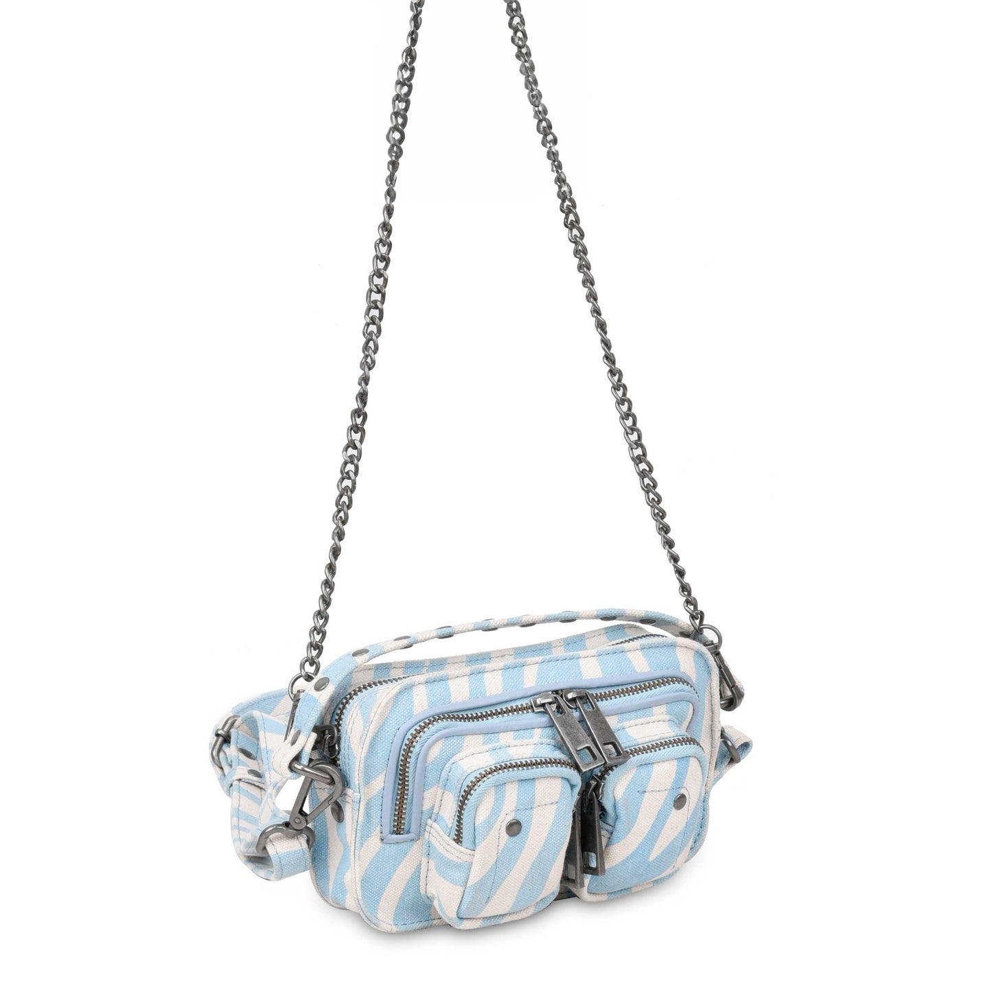 Núnoo Helena Recycled Canvas Zeb Blue w. Antique Silver Small bag