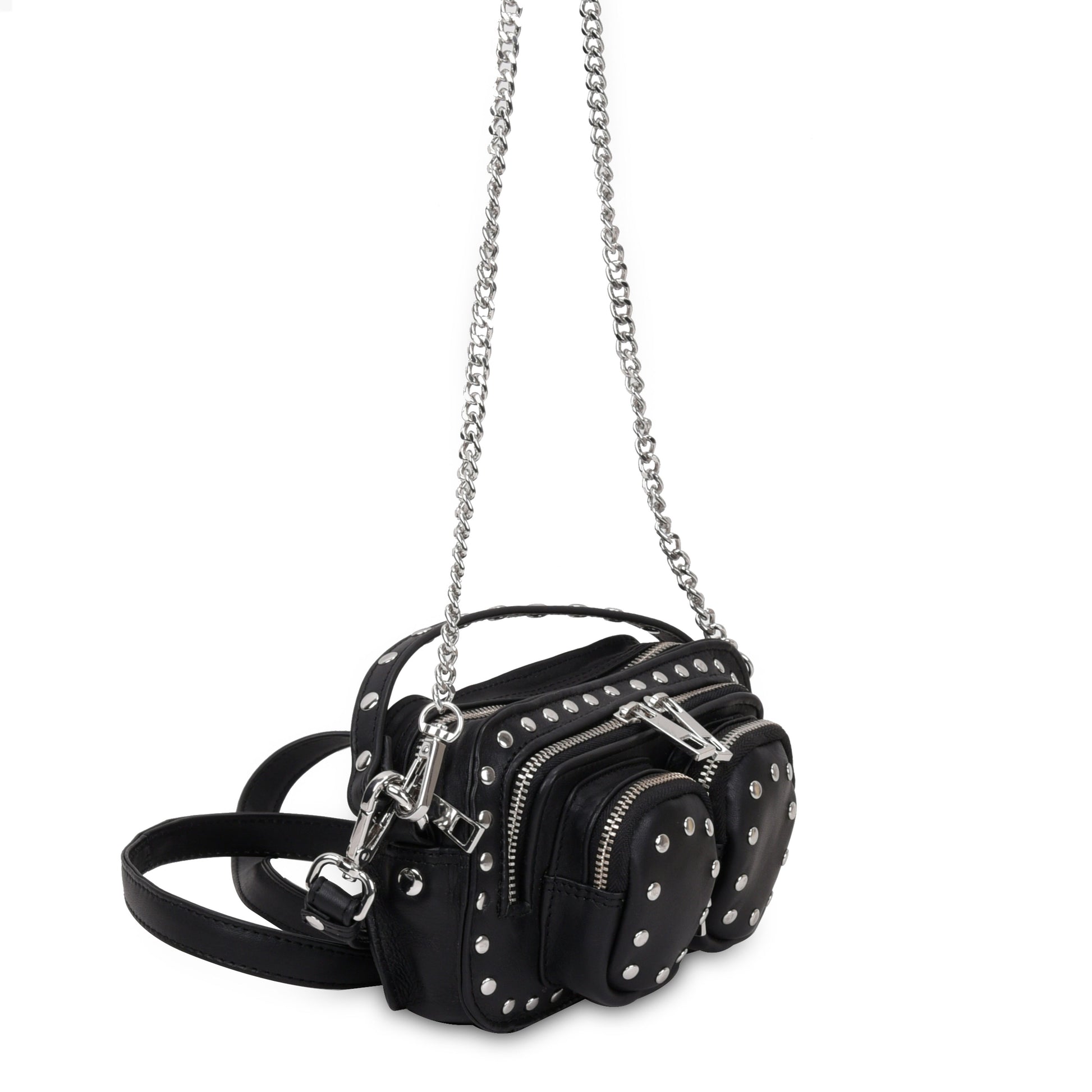 Núnoo Helena Rivet Pure Black w. Silver Small bag Black