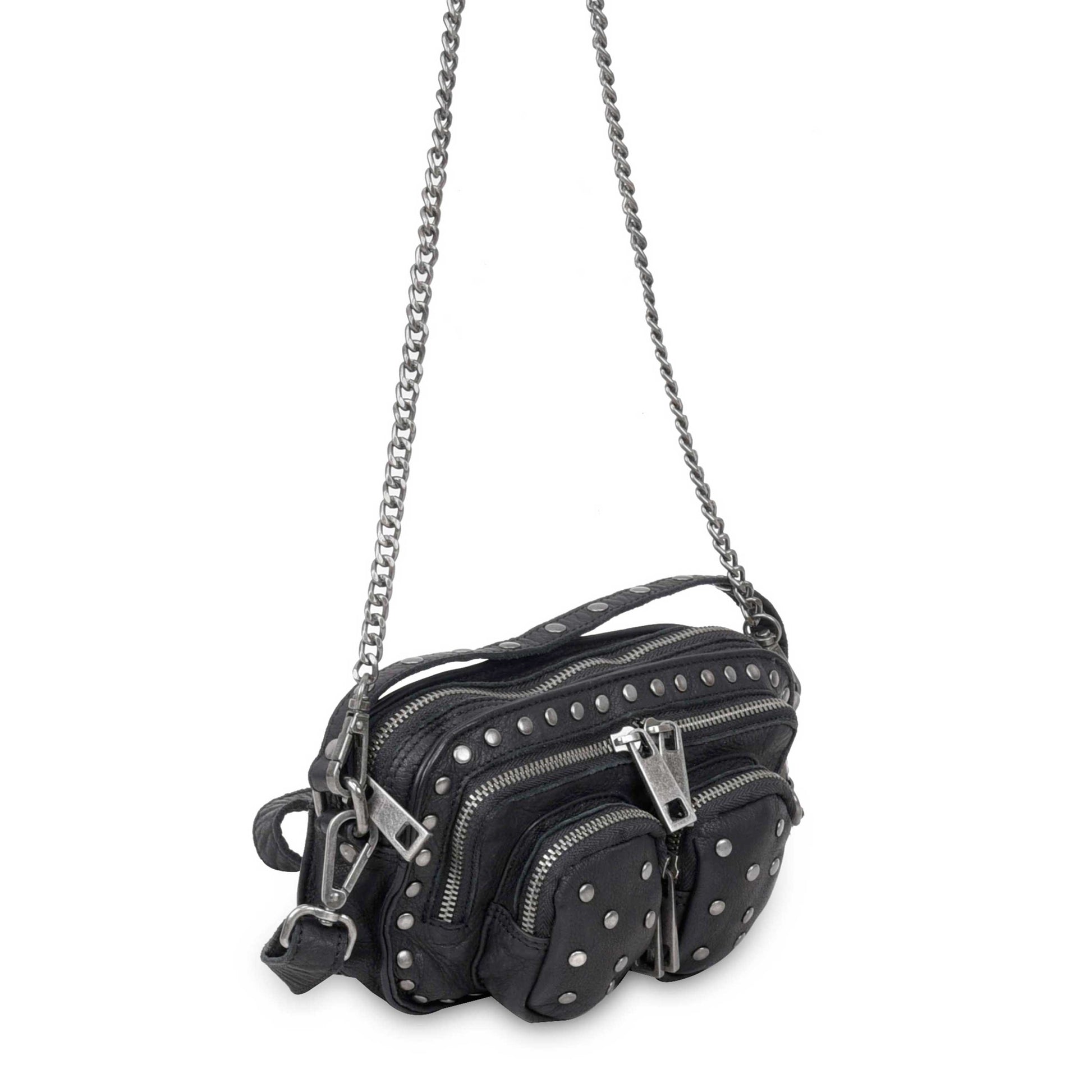 Núnoo Helena Rivet Washed Black w. Antique Silver Small bag Black