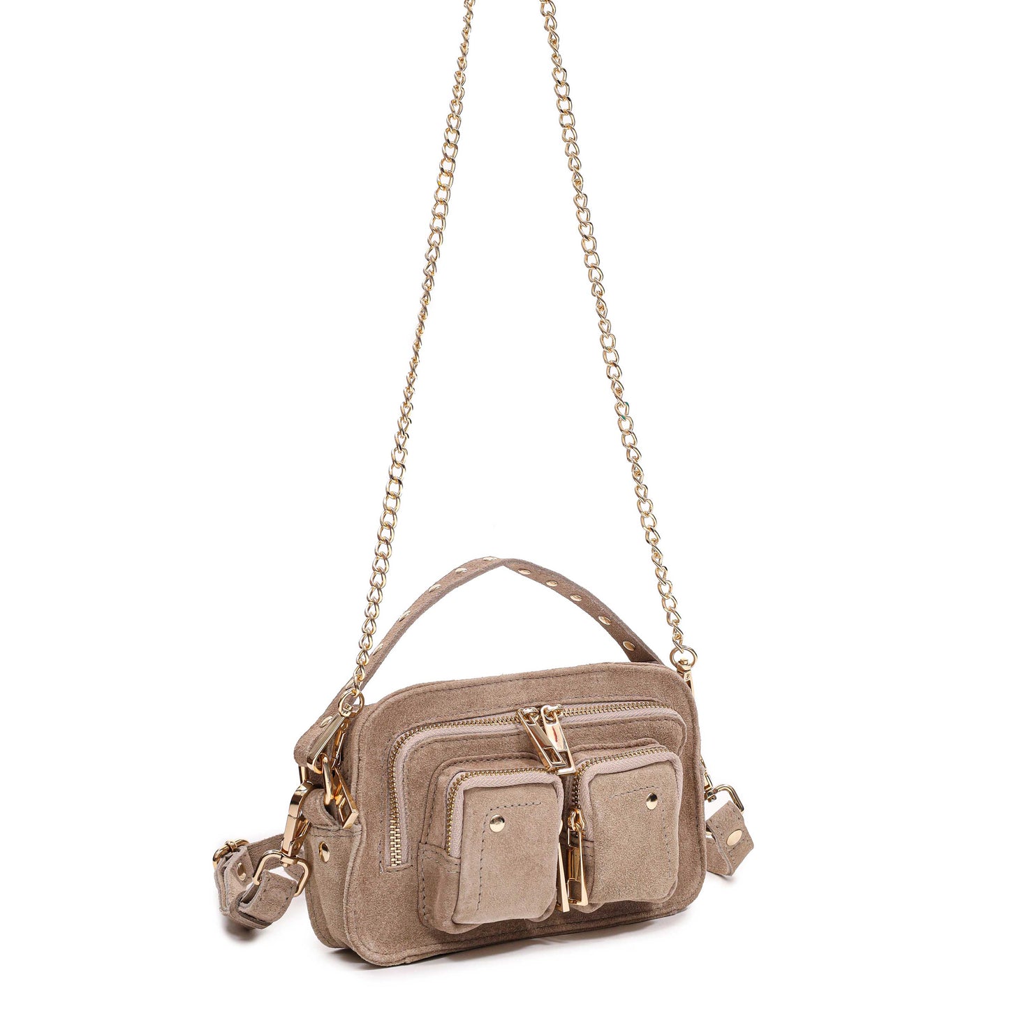 Núnoo Helena Suede Beige w. Gold Small bag Beige