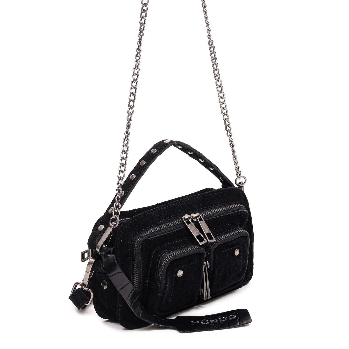 Núnoo Helena Suede Black w. Antique silver Small bag Black