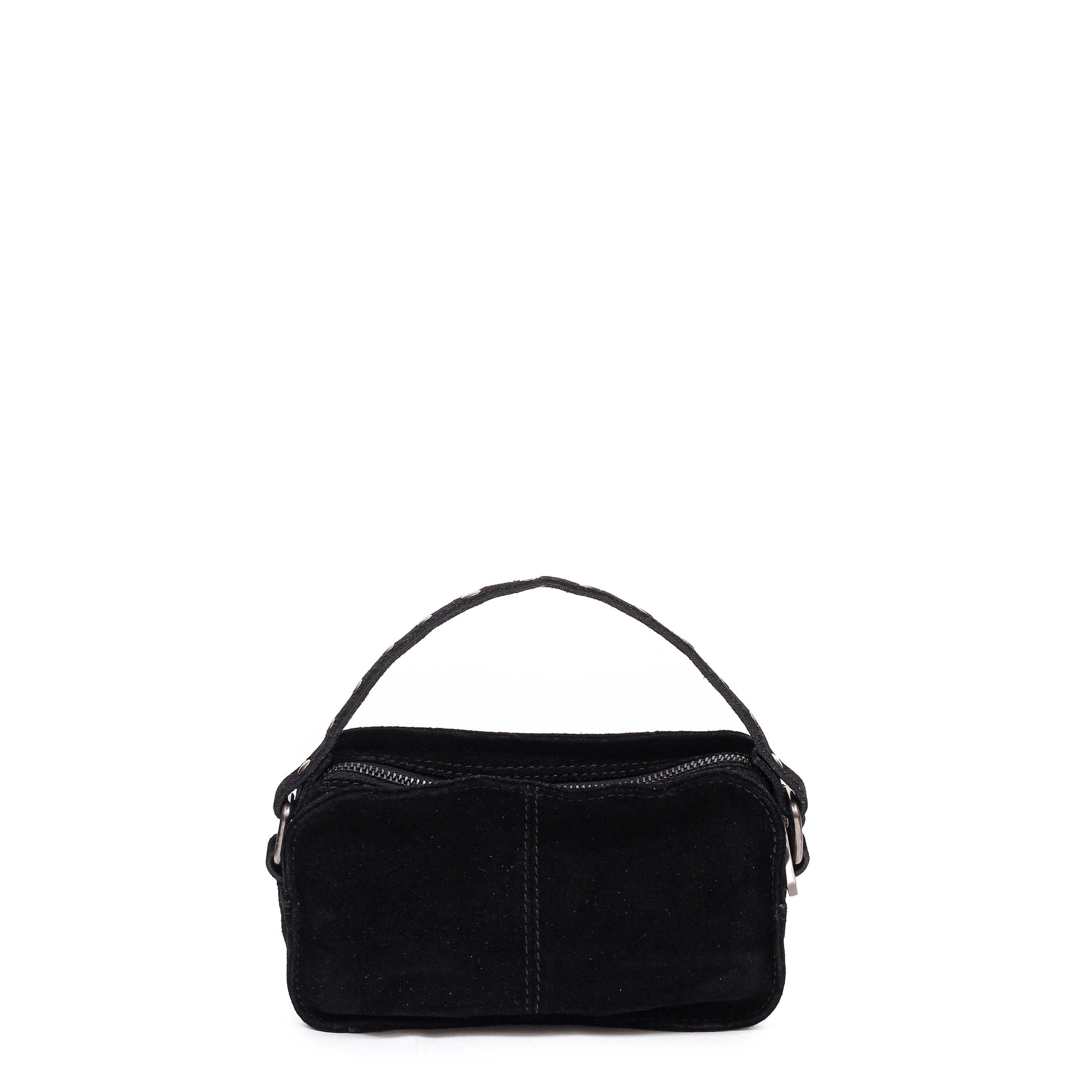 Núnoo Helena Suede Black w. Antique silver Small bag Black