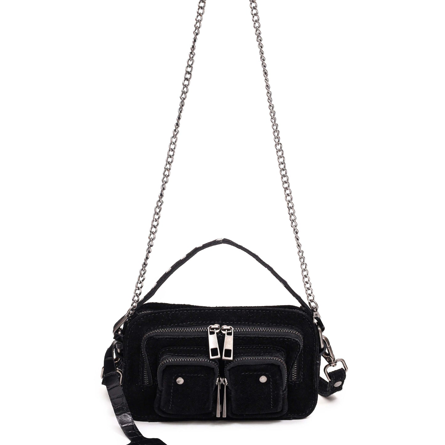 Núnoo Helena Suede Black w. Antique silver Small bag Black