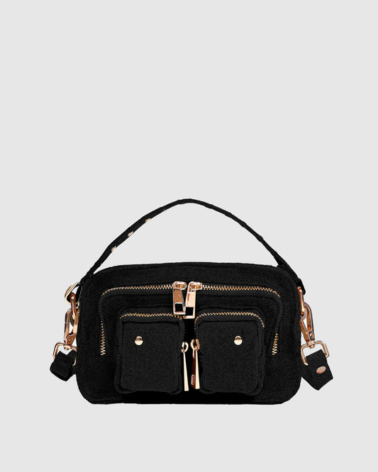 Núnoo Helena Suede Black w. Gold Small bag Black