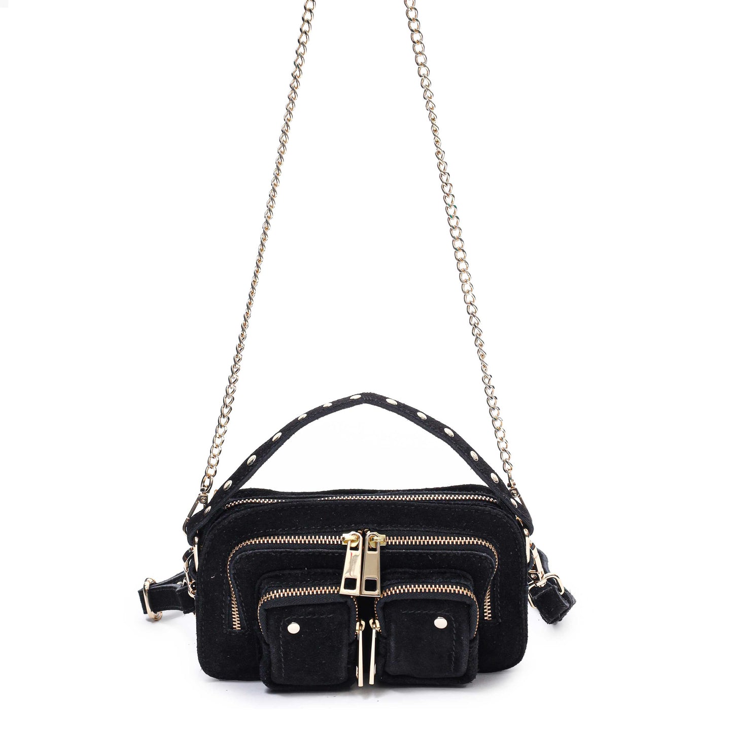 Núnoo Helena Suede Black w. Gold Small bag Black