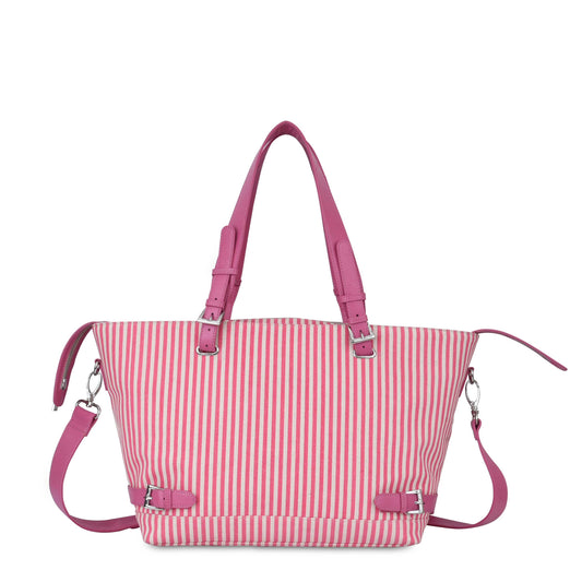 Núnoo Kiki recycled canvas striped Business bags white/pink