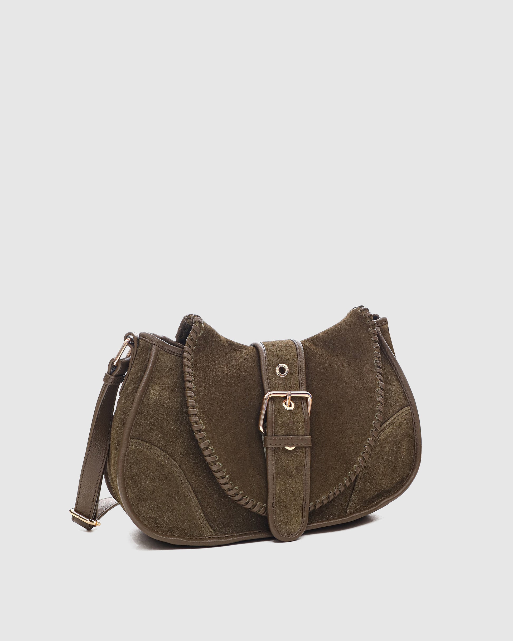 Núnoo Maria Stitch Suede Dark Olive w. Gold Medium Dark Olive