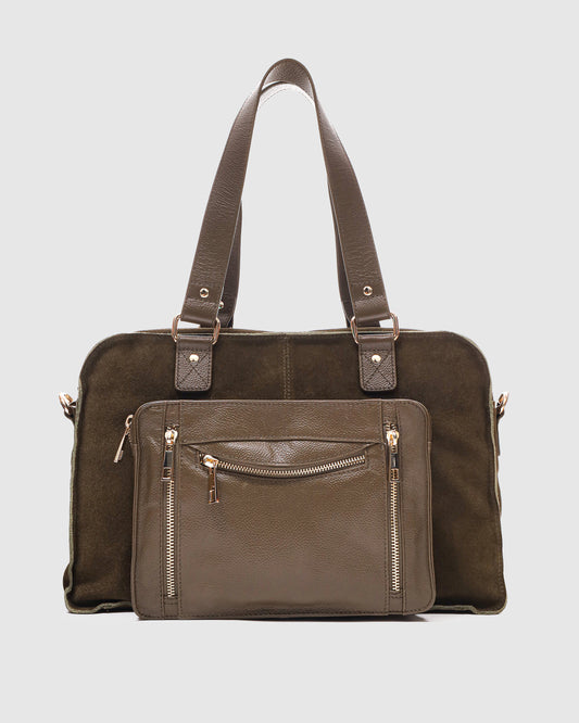 Núnoo Mille Suede Dark Olive w. Gold Maxi Dark Olive