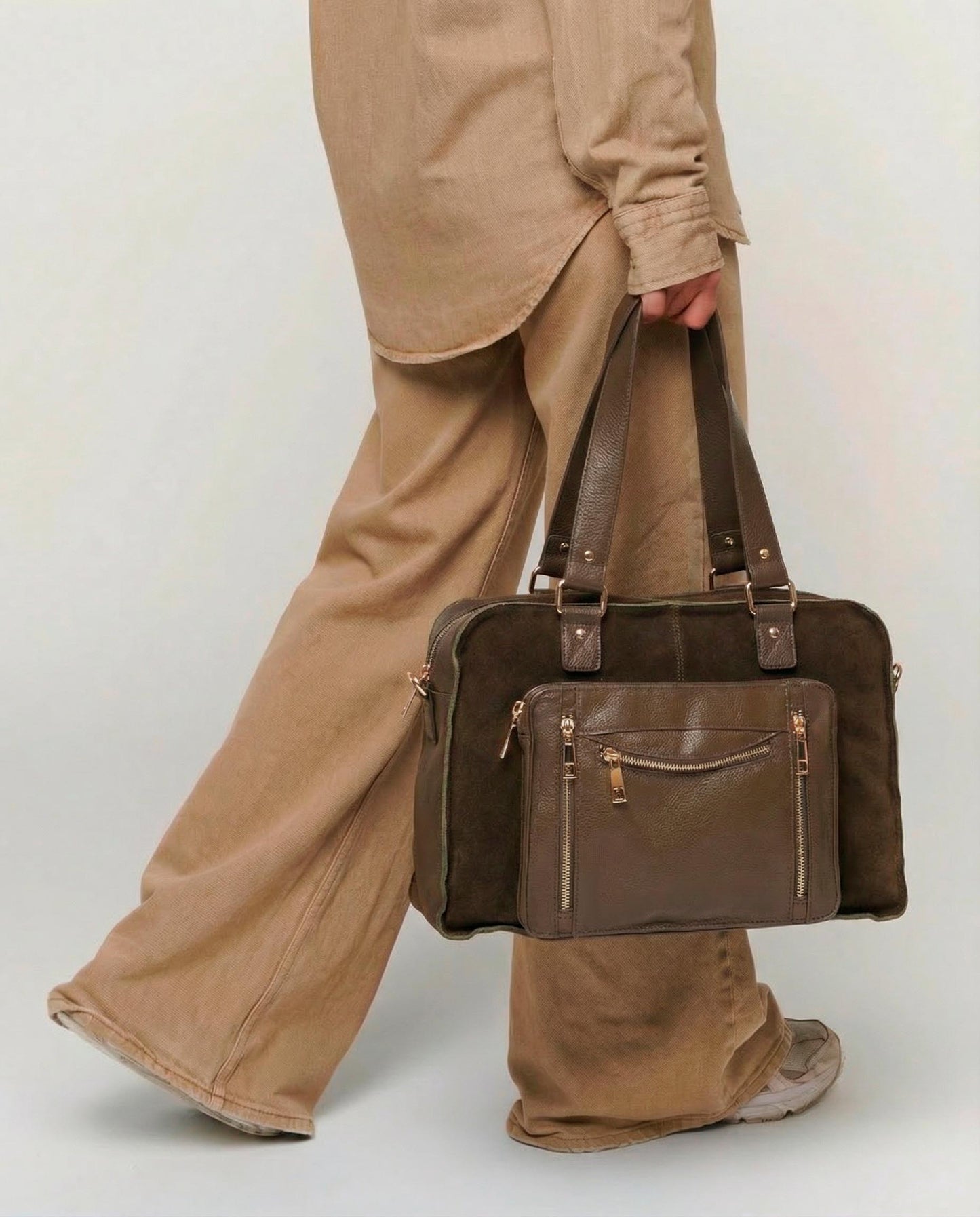 Núnoo Mille Suede Dark Olive w. Gold Maxi Dark Olive