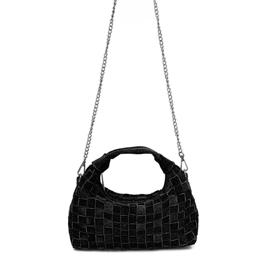 Núnoo Mini Dandy Braided Suede Black w. Antique Silver Small bag Black