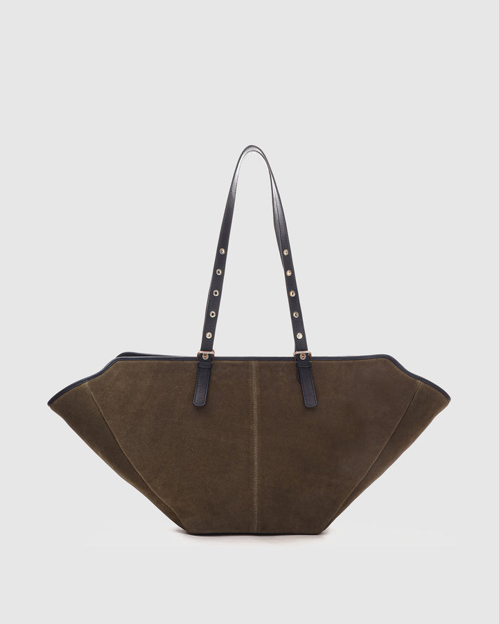 Núnoo Nora Suede Dark Olive w. Gold Maxi Dark Olive