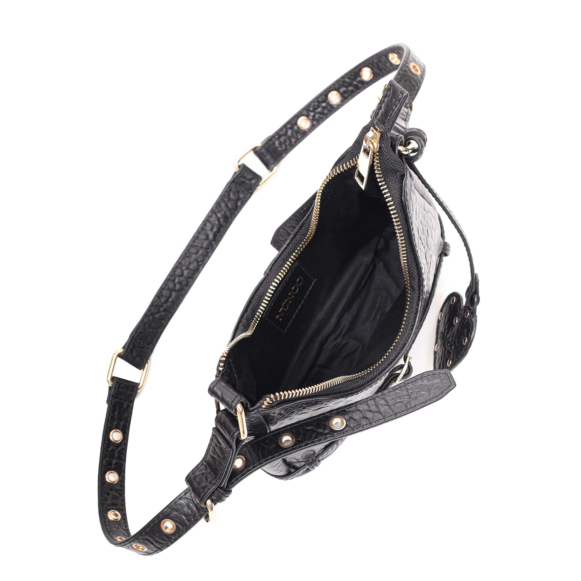 Núnoo Palma Belt New Zealand Black w. Gold Shoulder bags Black