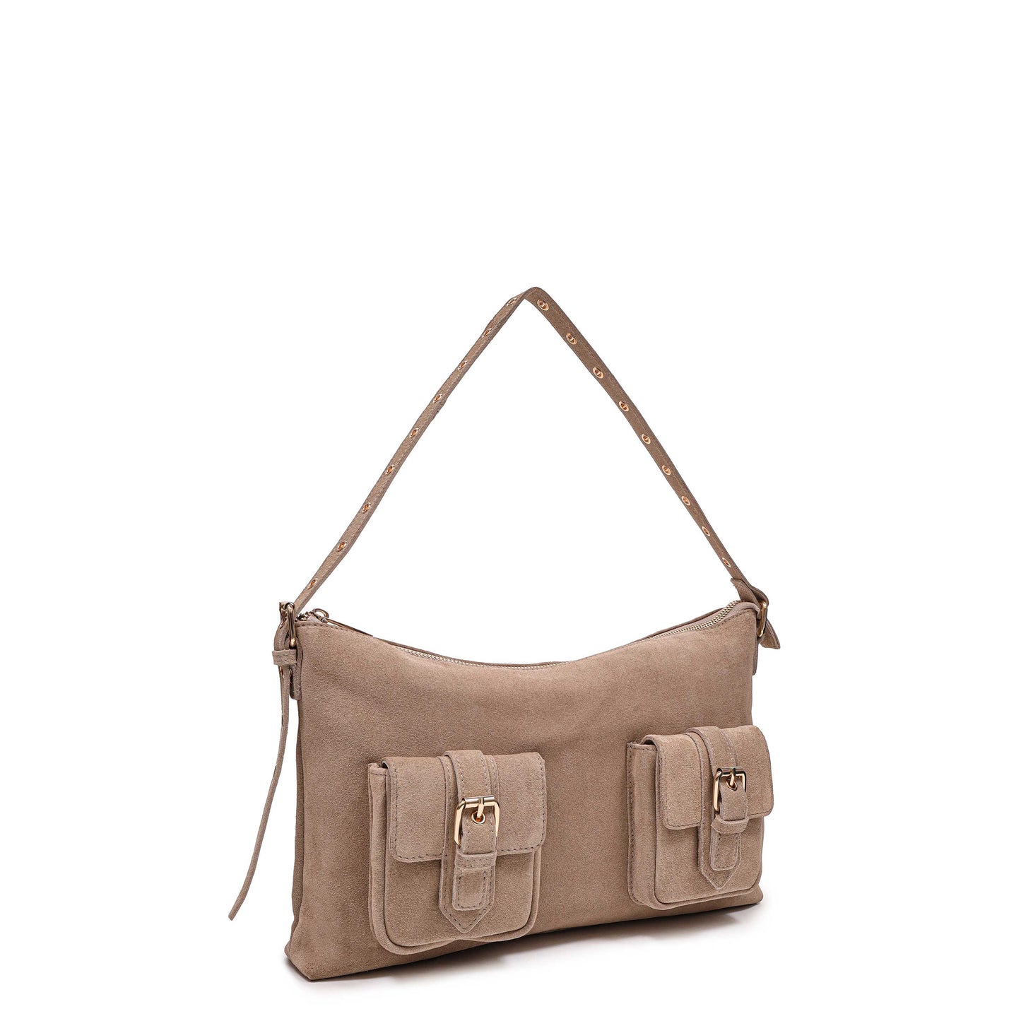 Núnoo Rachel Suede Beige w. Gold Shoulder bags Beige