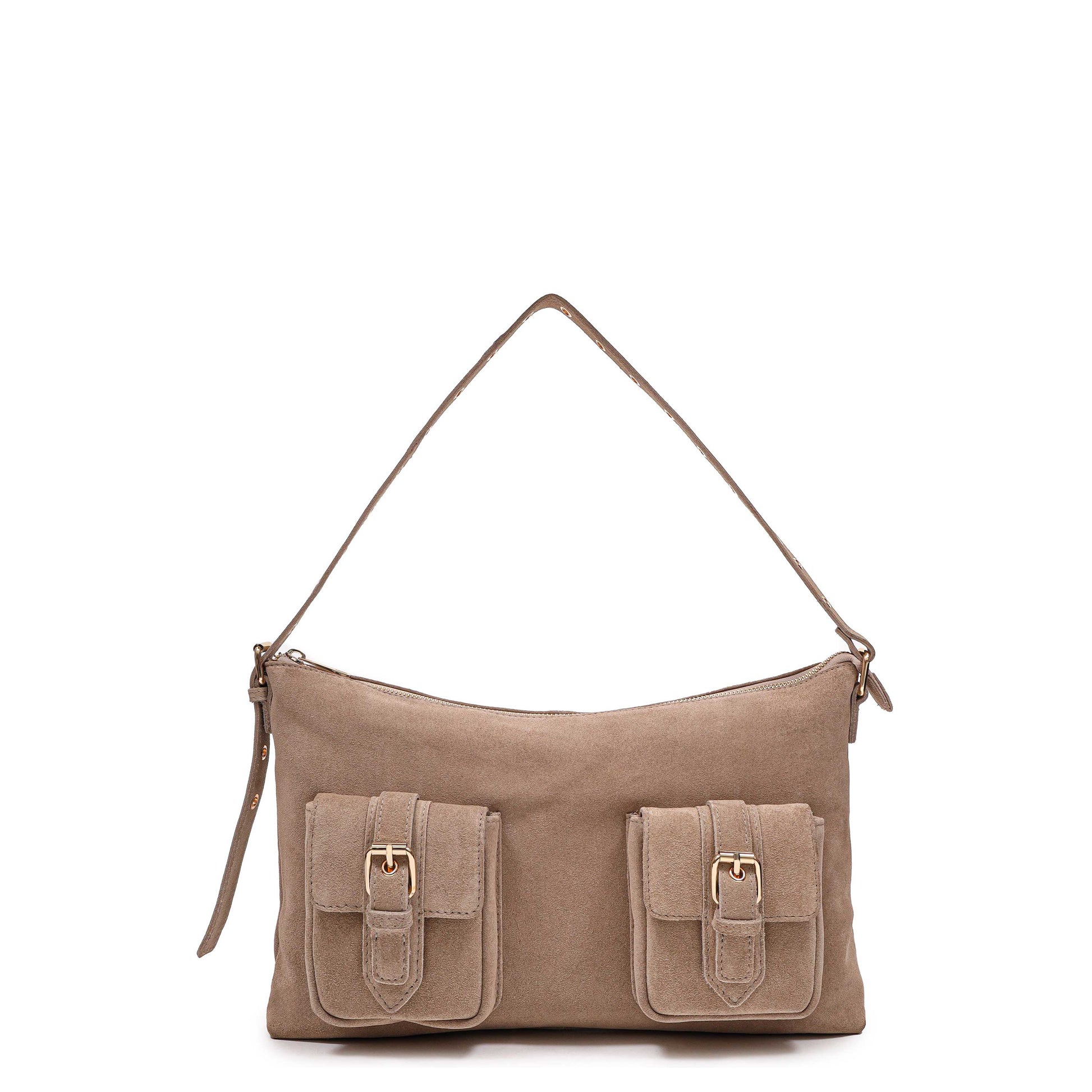 Núnoo Rachel Suede Beige w. Gold Shoulder bags Beige