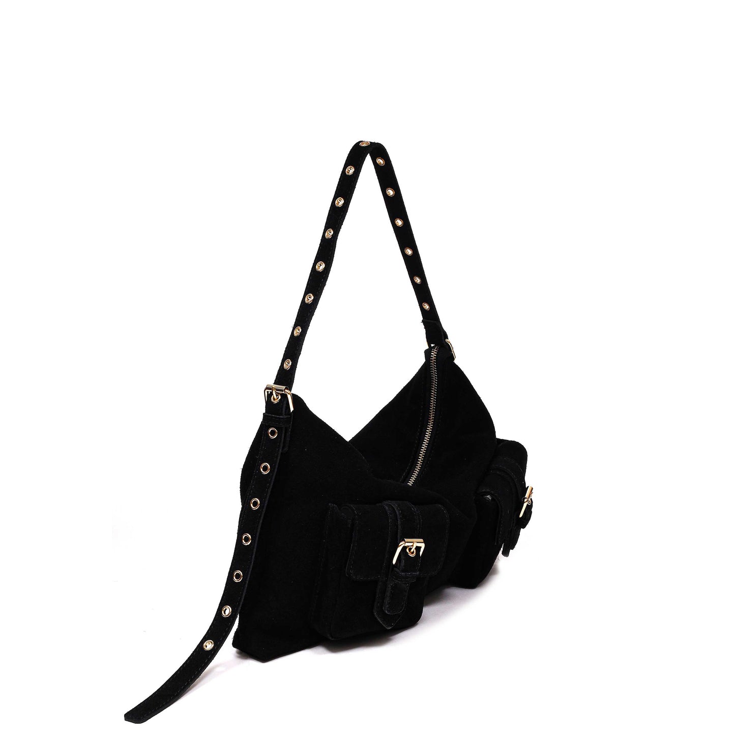 Núnoo Rachel Suede Black w. Gold Shoulder bags Black