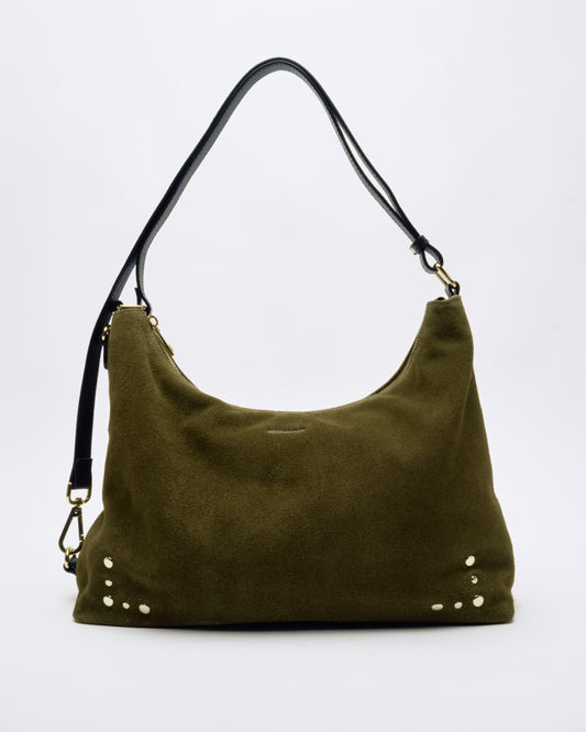 Núnoo Rio Suede Dark Olive w. Gold Large Dark Olive